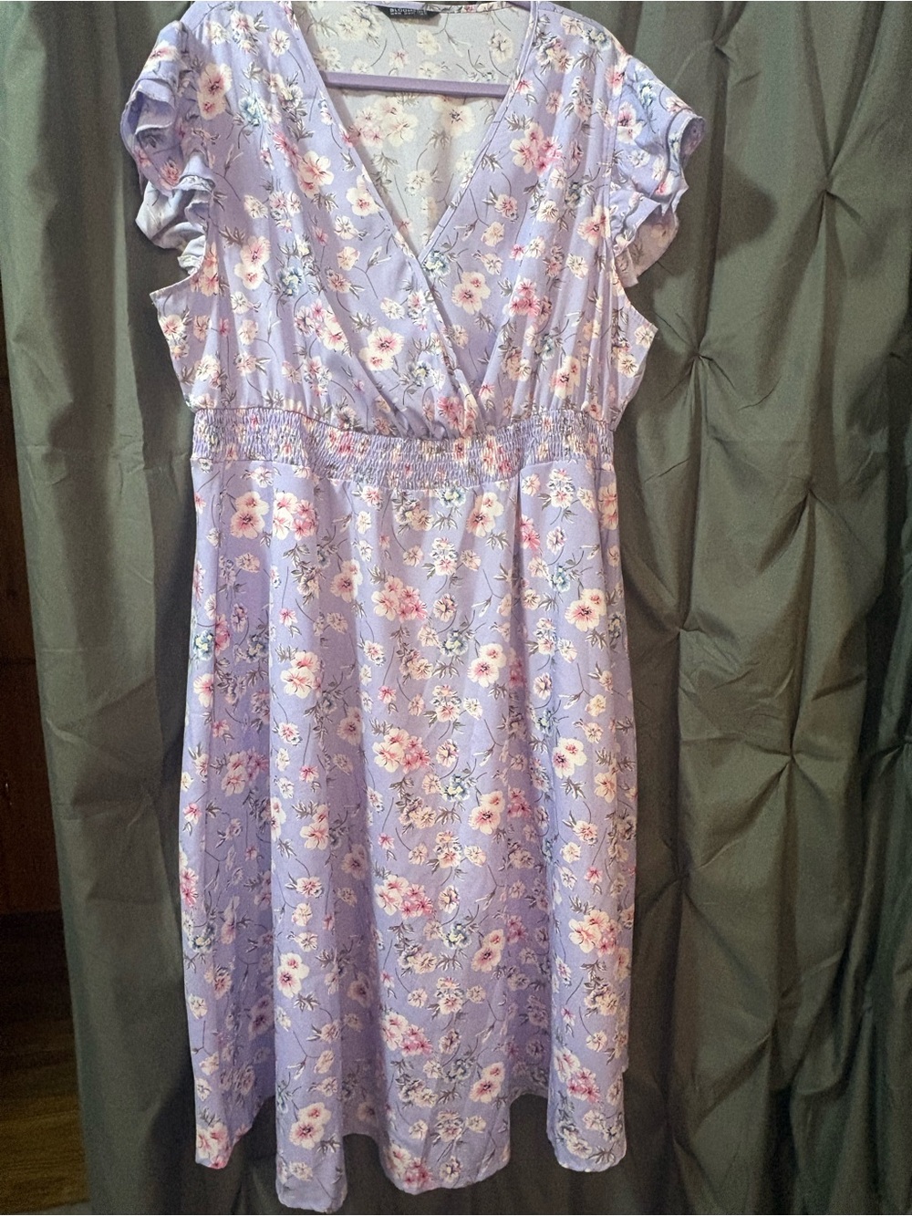 BloomChic Lavender Floral Dress with Pink Accents